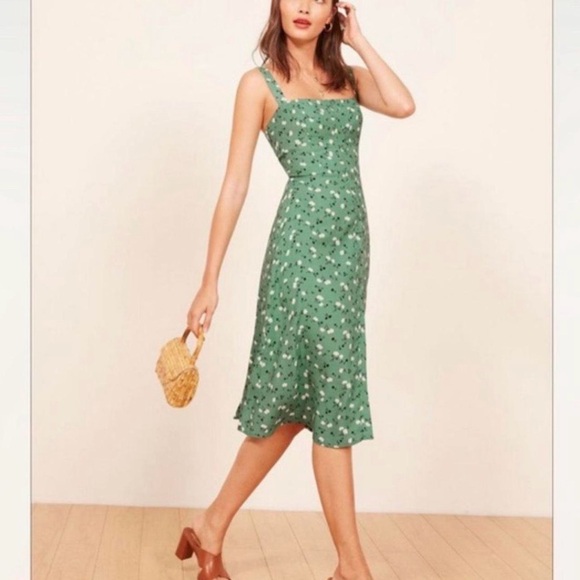 Reformation Green Floral Midi Dress - Picture 4 of 7